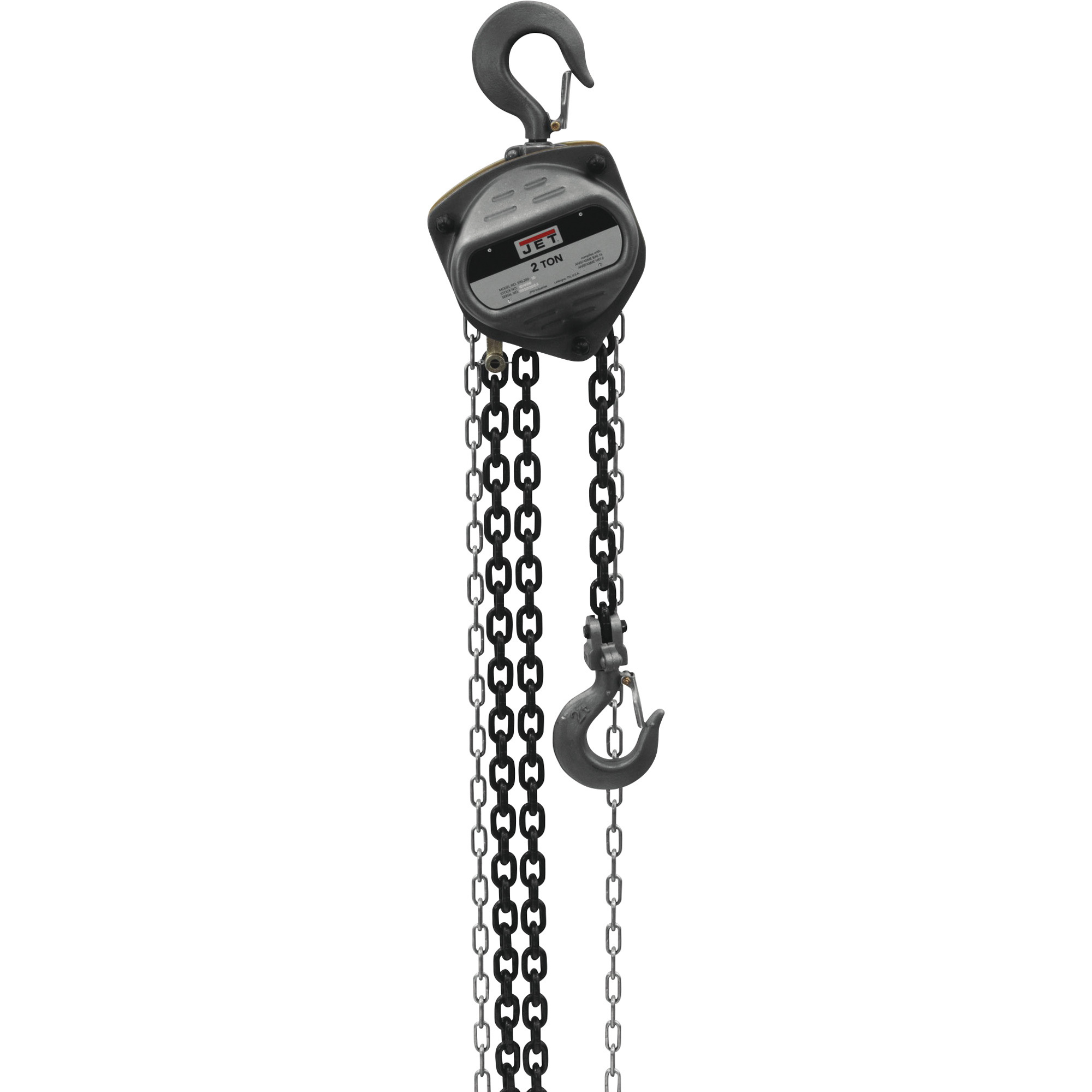 JET S90 Series Manual Chain Hoist, 2-Ton Capacity, 20ft. Lift, Model# S90-200-20